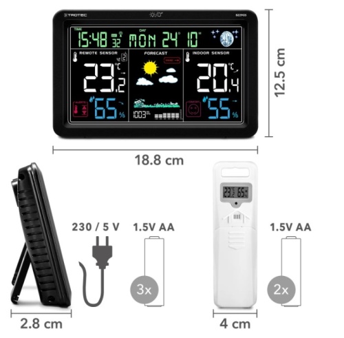 Цифровая беспроводная метеостанция и климат-монитор с датчиком наружной температуры TROTEC BZ29OS  фото 3